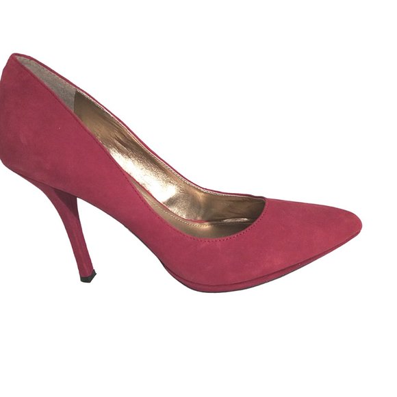 Red Suede Pointed Toe Shoes Size 9B, BCBGeneration Red Stiletto Vintage Pumps - Picture 4 of 11